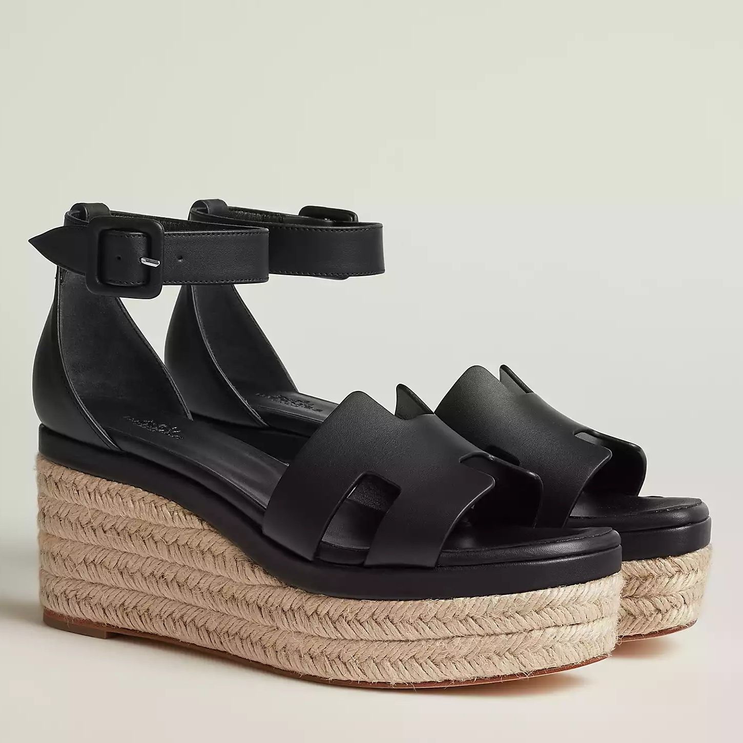 Hermes Elda Espadrilles in Black Leather
