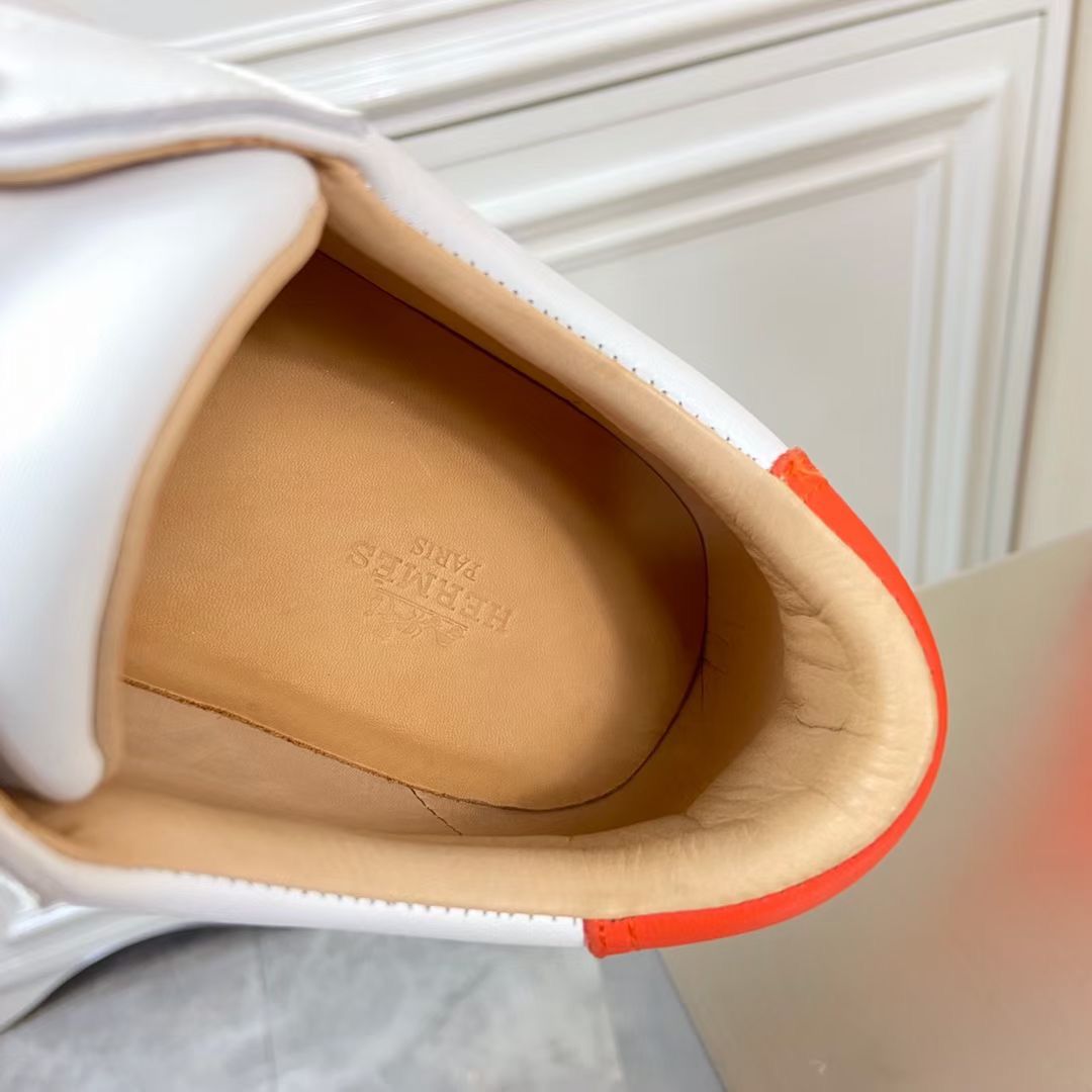 Hermes Men's Quicker Sneakers In White Calfskin - Image 10