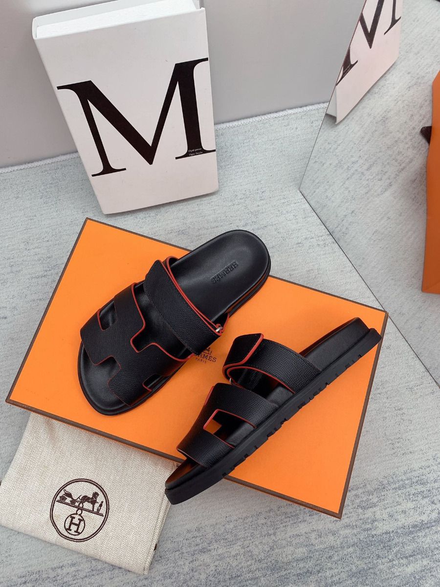 Hermes Men's Chypre Sandals in Black Epsom Calfskin - Image 8