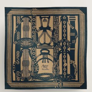 Hermes Blue Fantaisie d'Etriers Shawl 140