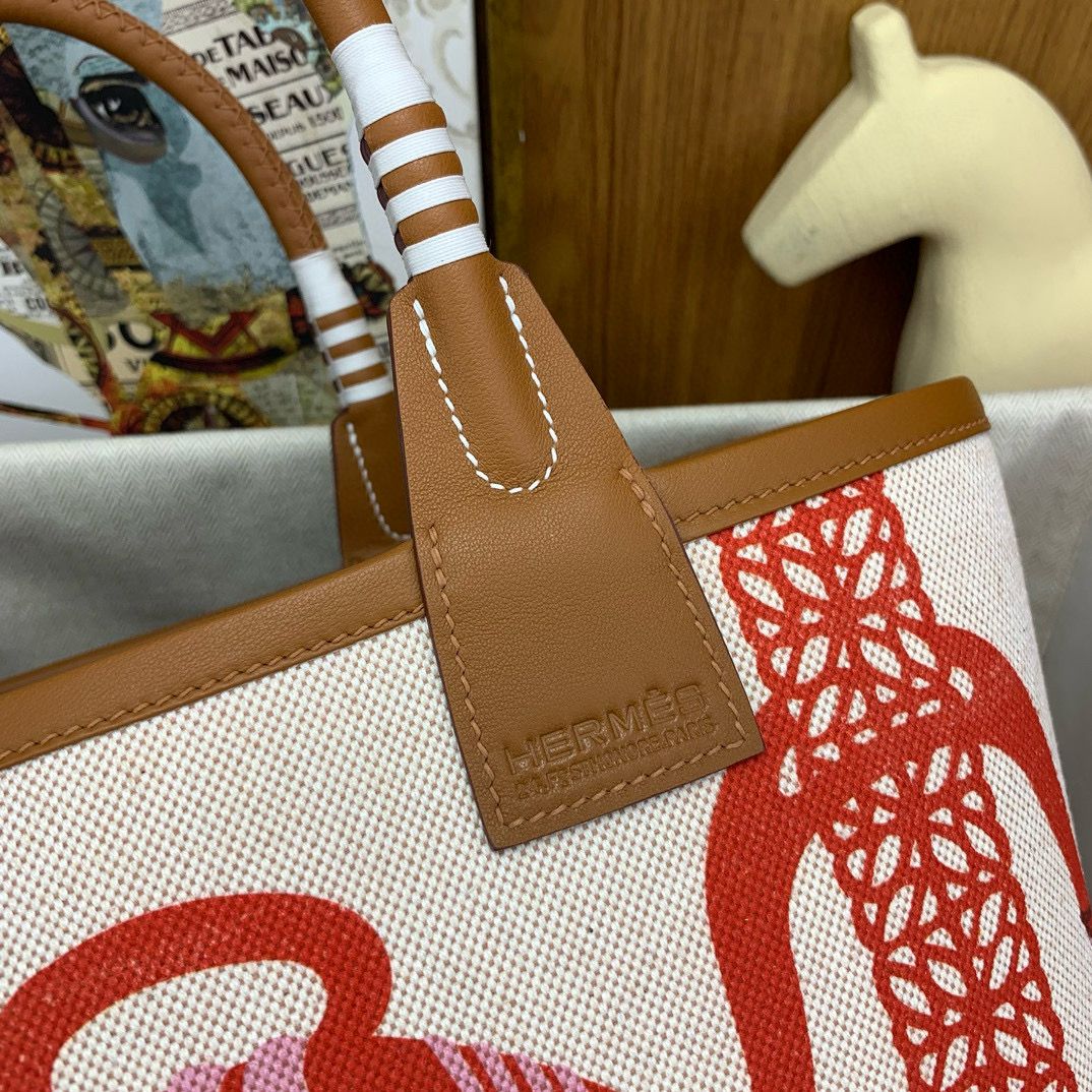 Hermes Steeple 25 Bag in H Plume Canvas with Fantaisie d'Etriers - Image 7