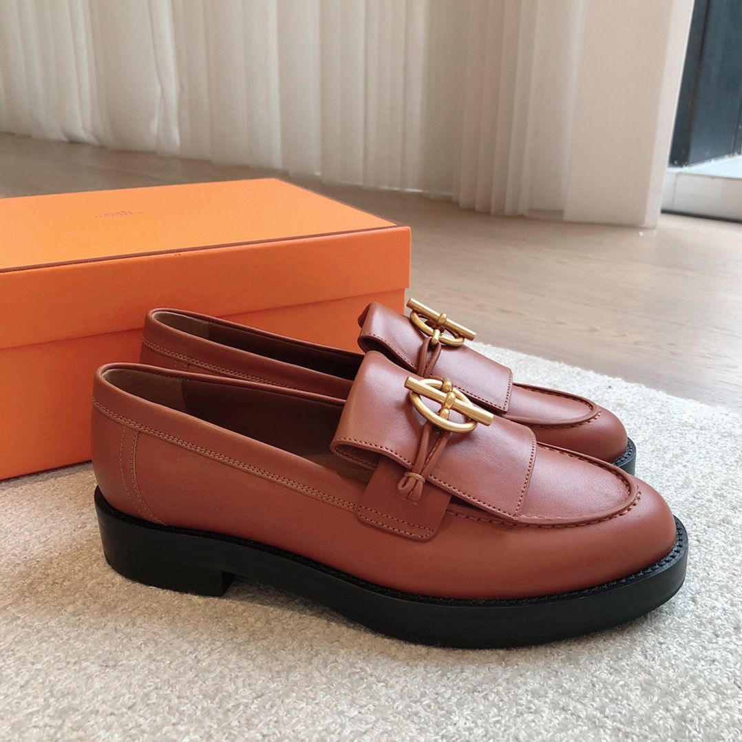 Hermes Women's Impact Loafers in Brown Leather - Image 5