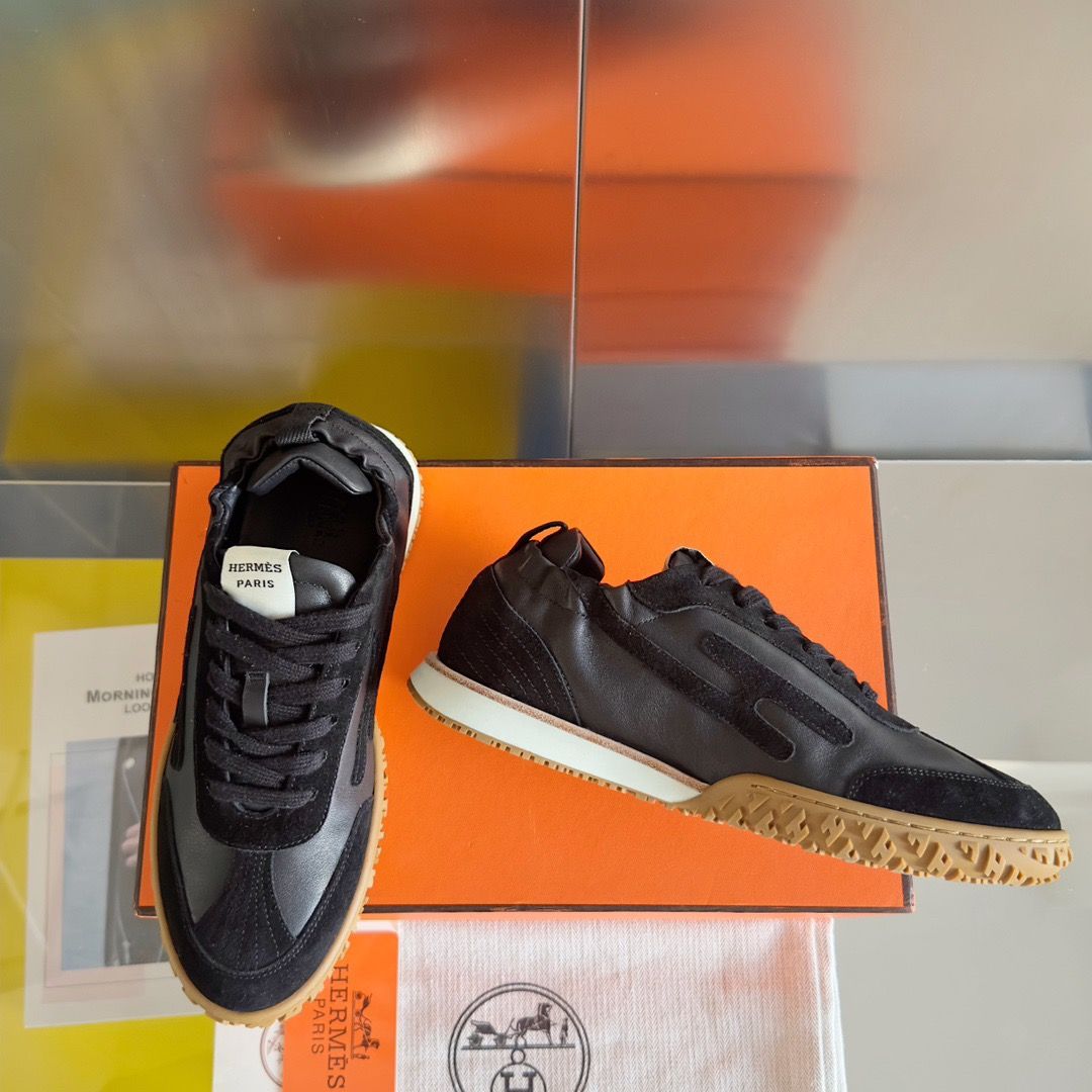 Hermes Women's Jet Sneakers in Black Nappa Leather - Image 5