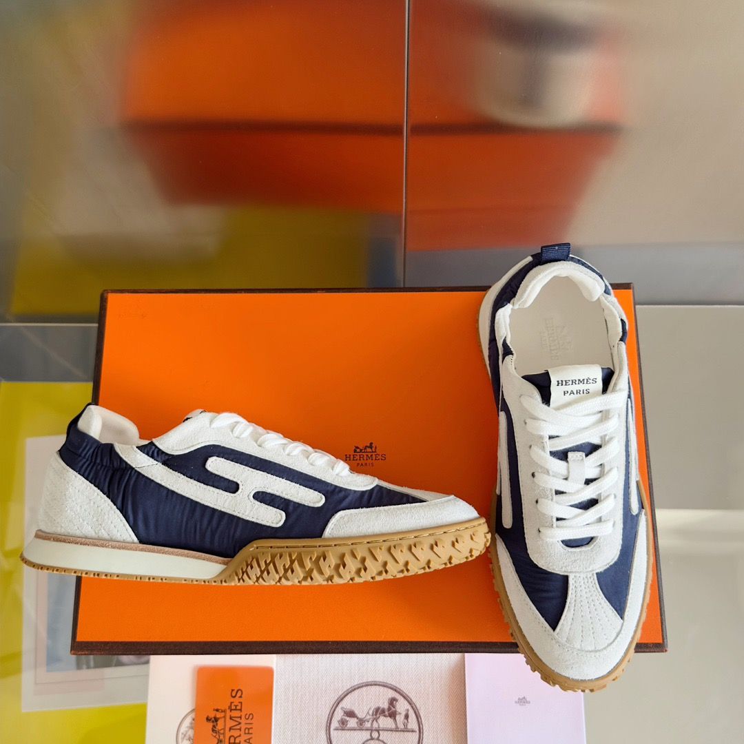 Hermes Women's Jet Sneakers in Blue Technical Canvas - Image 4