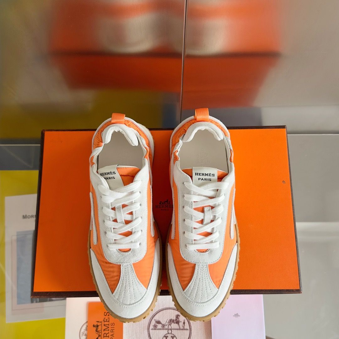 Hermes Women's Jet Sneakers in Orange Technical Canvas - Image 8