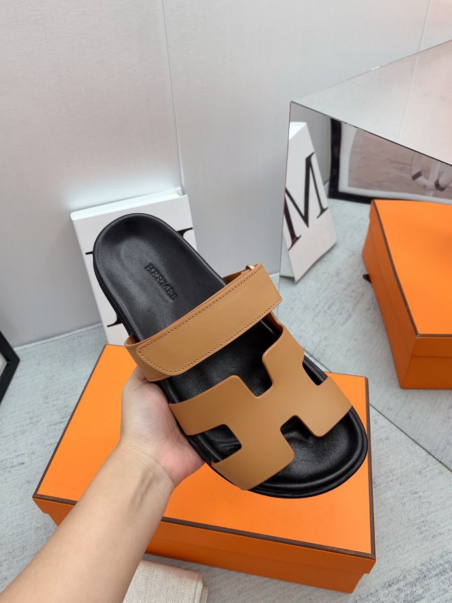 Hermes Women's Chypre Sandals In Brown Calfskin - Image 6