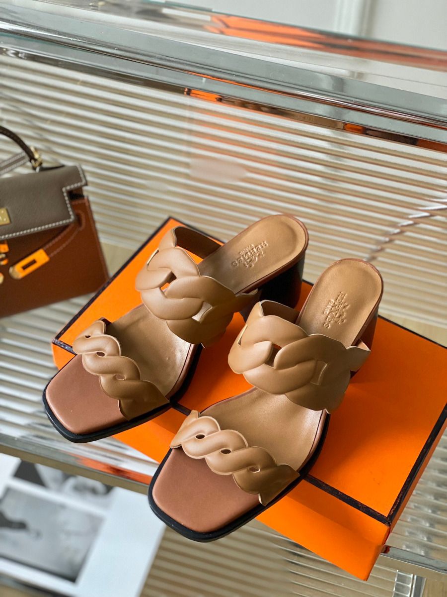 Hermes Gaby Sandals 60mm in Brown Nappa Leather - Image 4