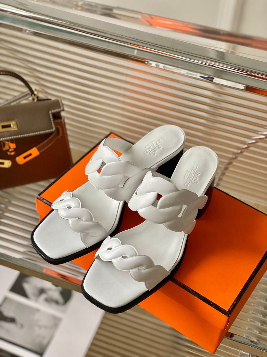 Hermes Gaby Sandals 60mm in White Nappa Leather - Image 4