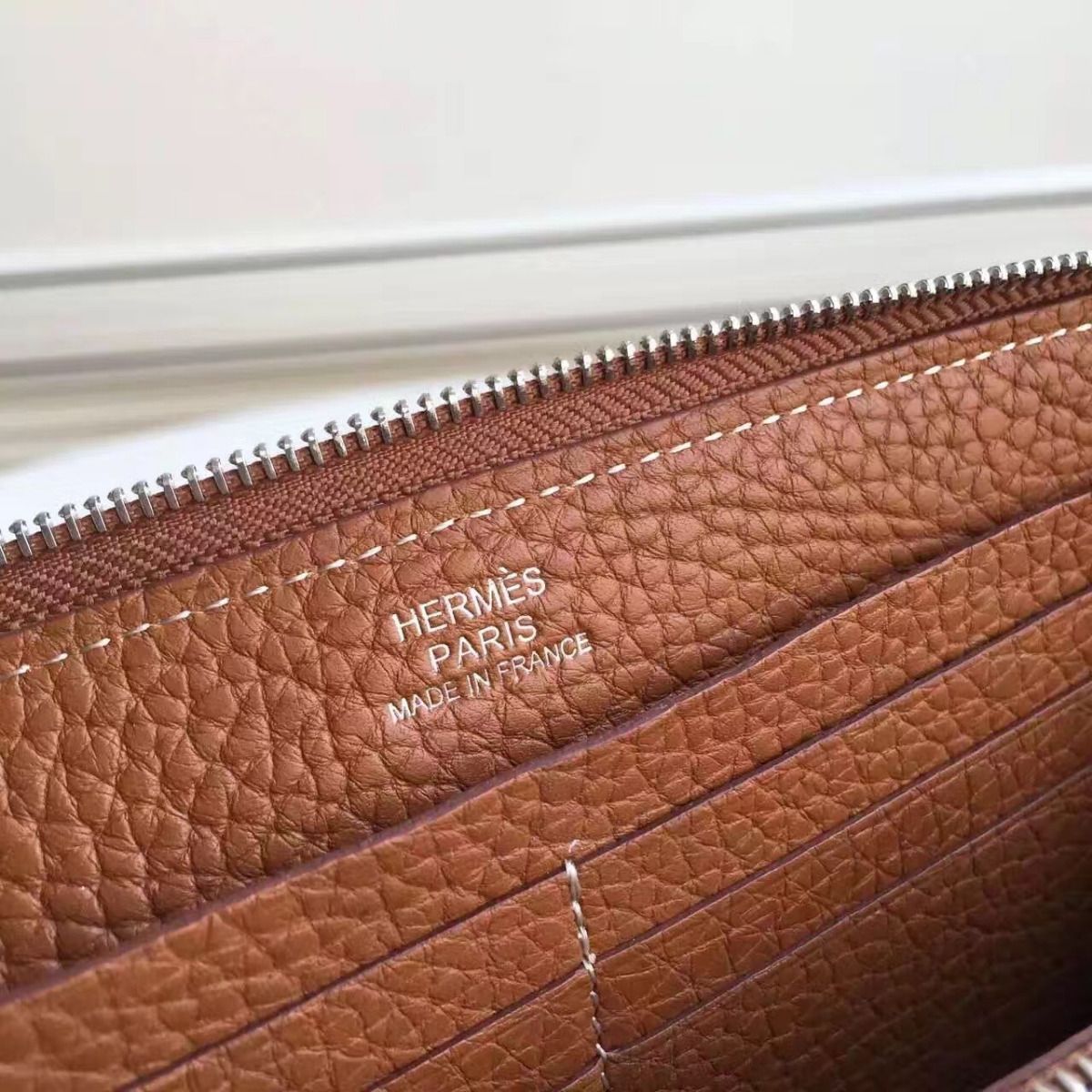 Hermes Brown Clemence Azap Zipped Wallet - Image 9