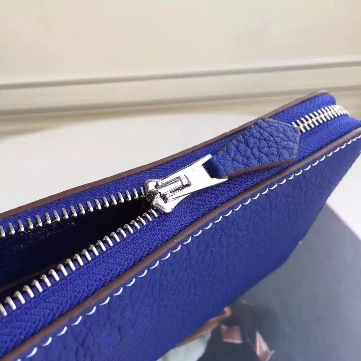 Hermes Blue Electric Clemence Azap Zipped Wallet - Image 8