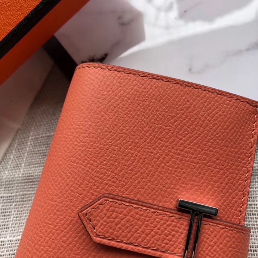 Hermes Bearn Mini Wallet In Crevette Epsom Leather - Image 3