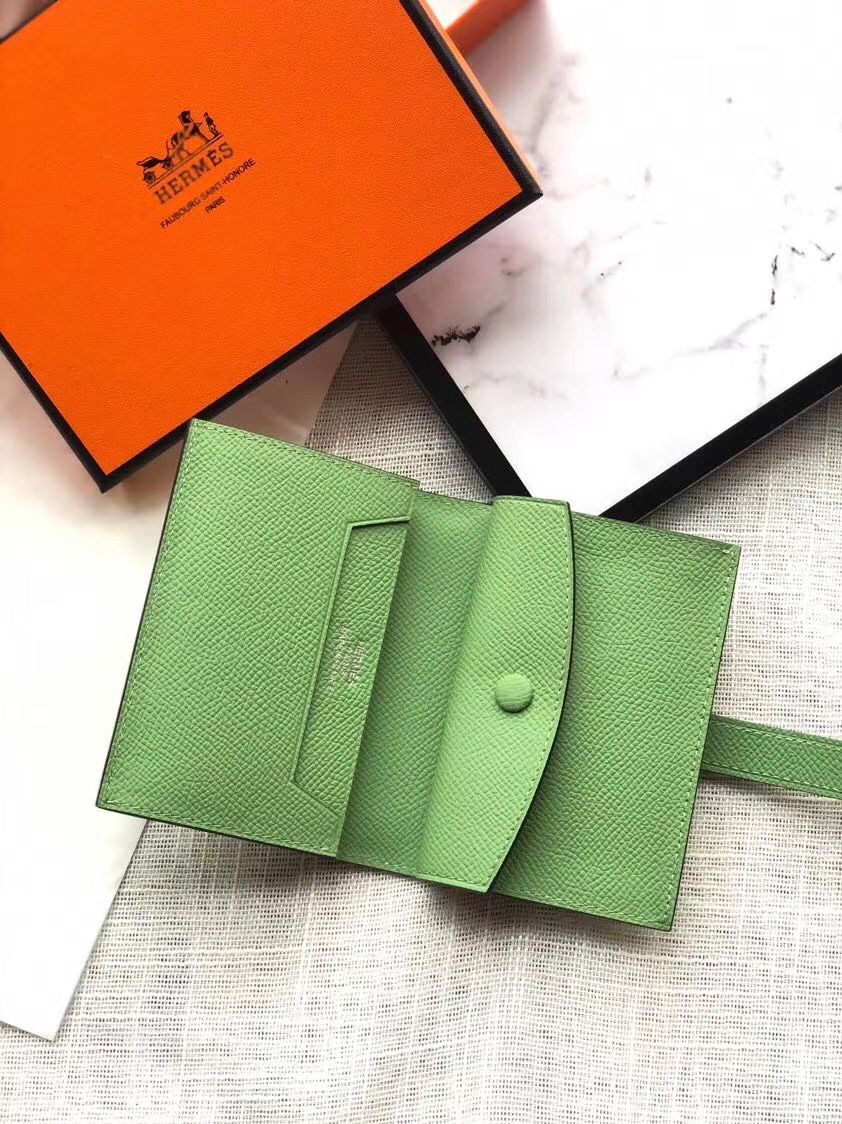 Hermes Bearn Mini Wallet In Vert Criquet Epsom Leather - Image 4