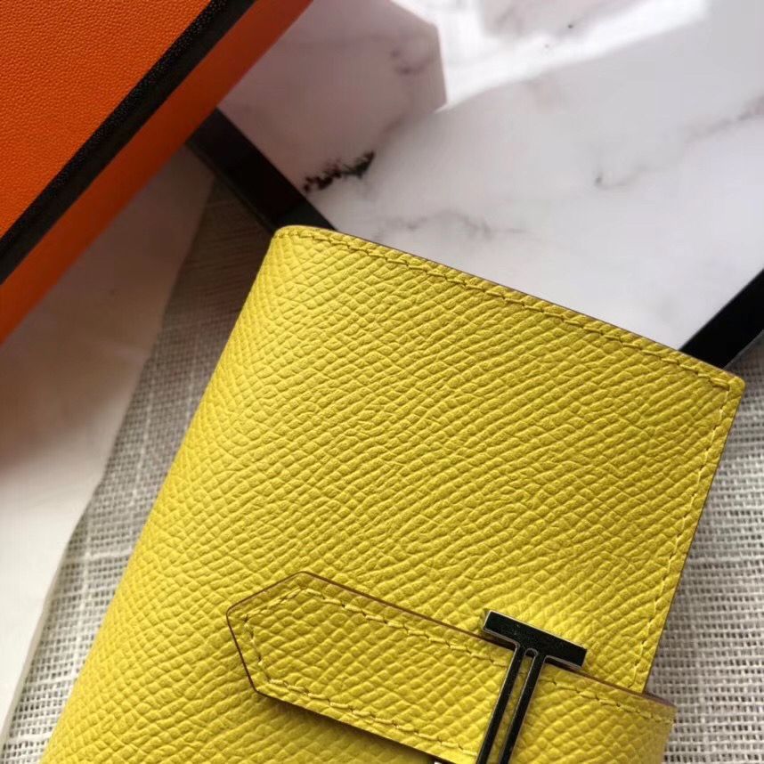 Hermes Bearn Mini Wallet In Yellow Epsom Leather - Image 3