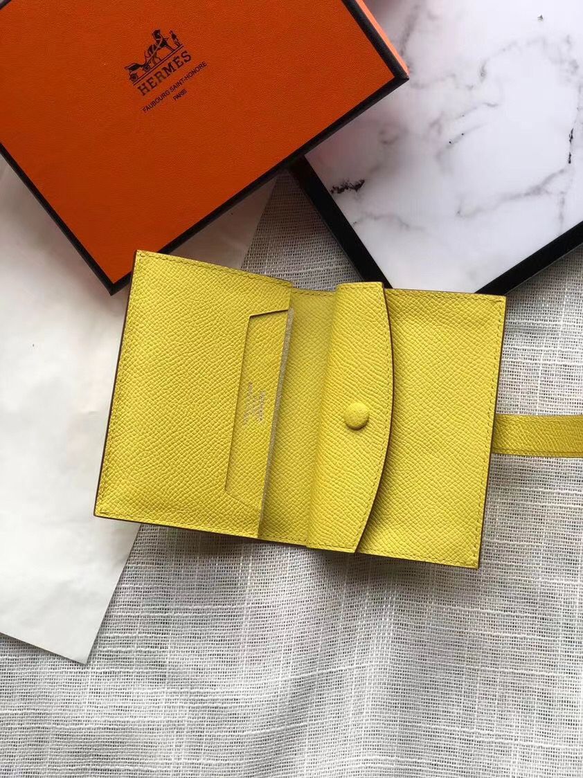 Hermes Bearn Mini Wallet In Yellow Epsom Leather - Image 4