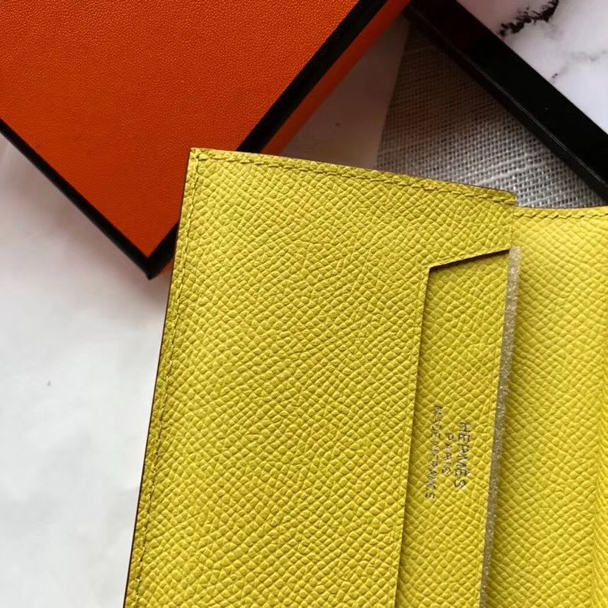 Hermes Bearn Mini Wallet In Yellow Epsom Leather - Image 5