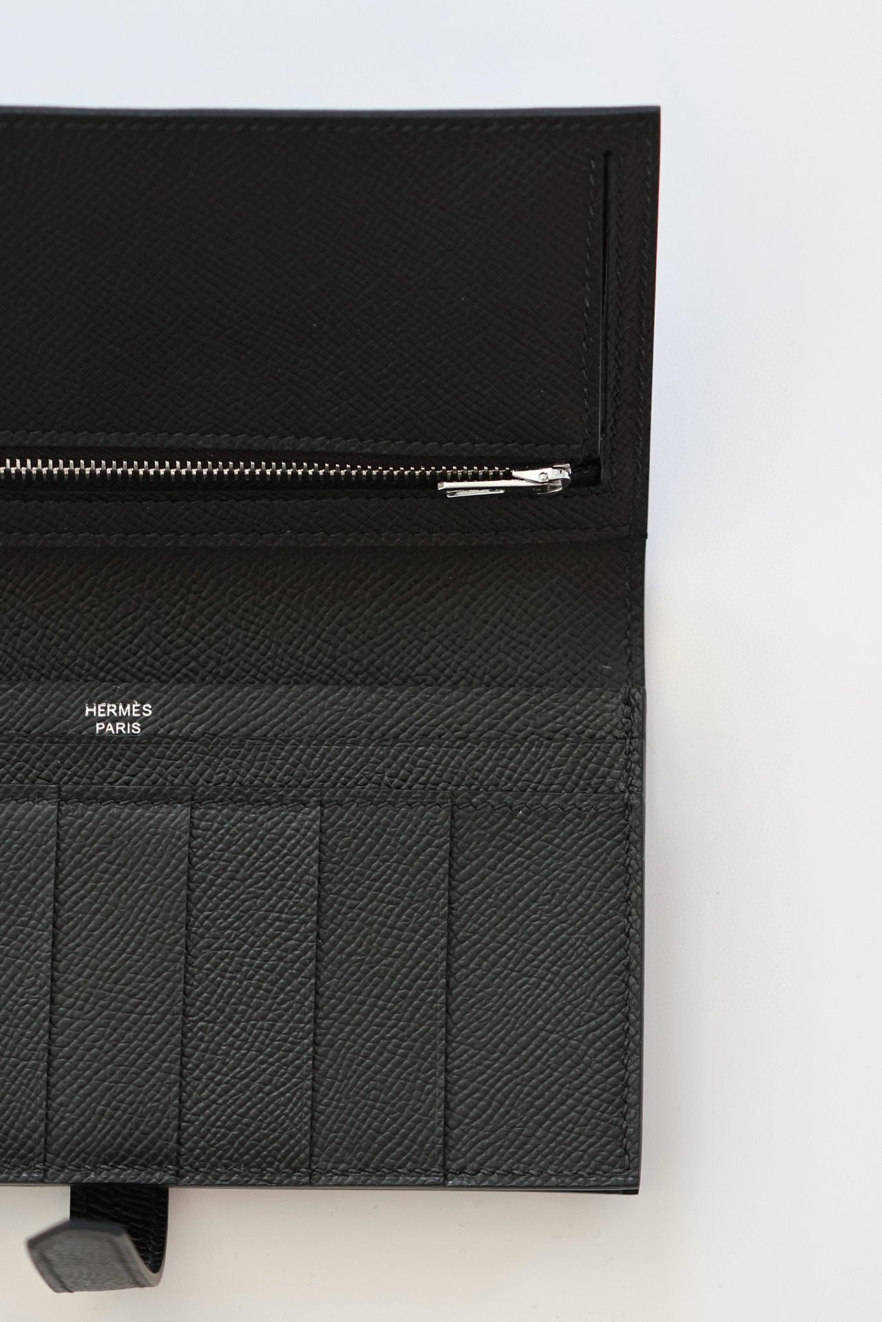 Hermes Bearn Long Handmade Wallet in Black Epsom Calfskin - Image 7