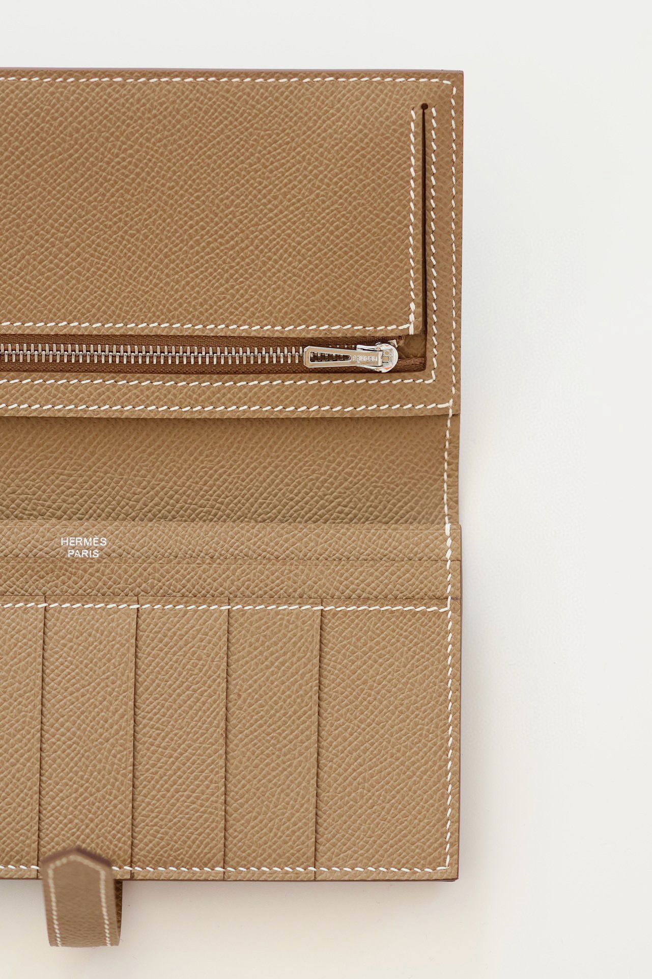Hermes Bearn Long Handmade Wallet in Taupe Epsom Calfskin - Image 7