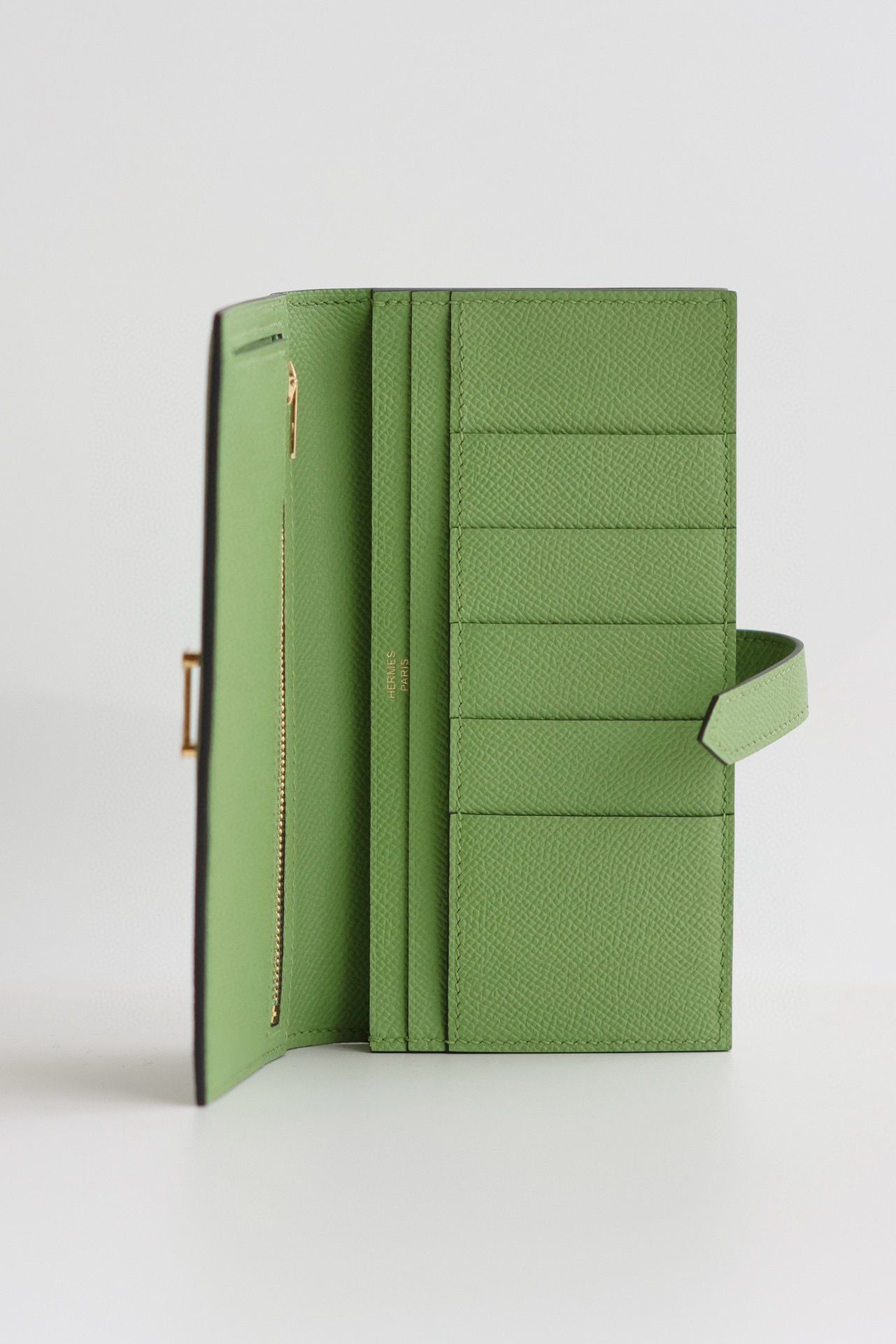 Hermes Bearn Long Handmade Wallet in Vert Criquet Epsom Calfskin - Image 4