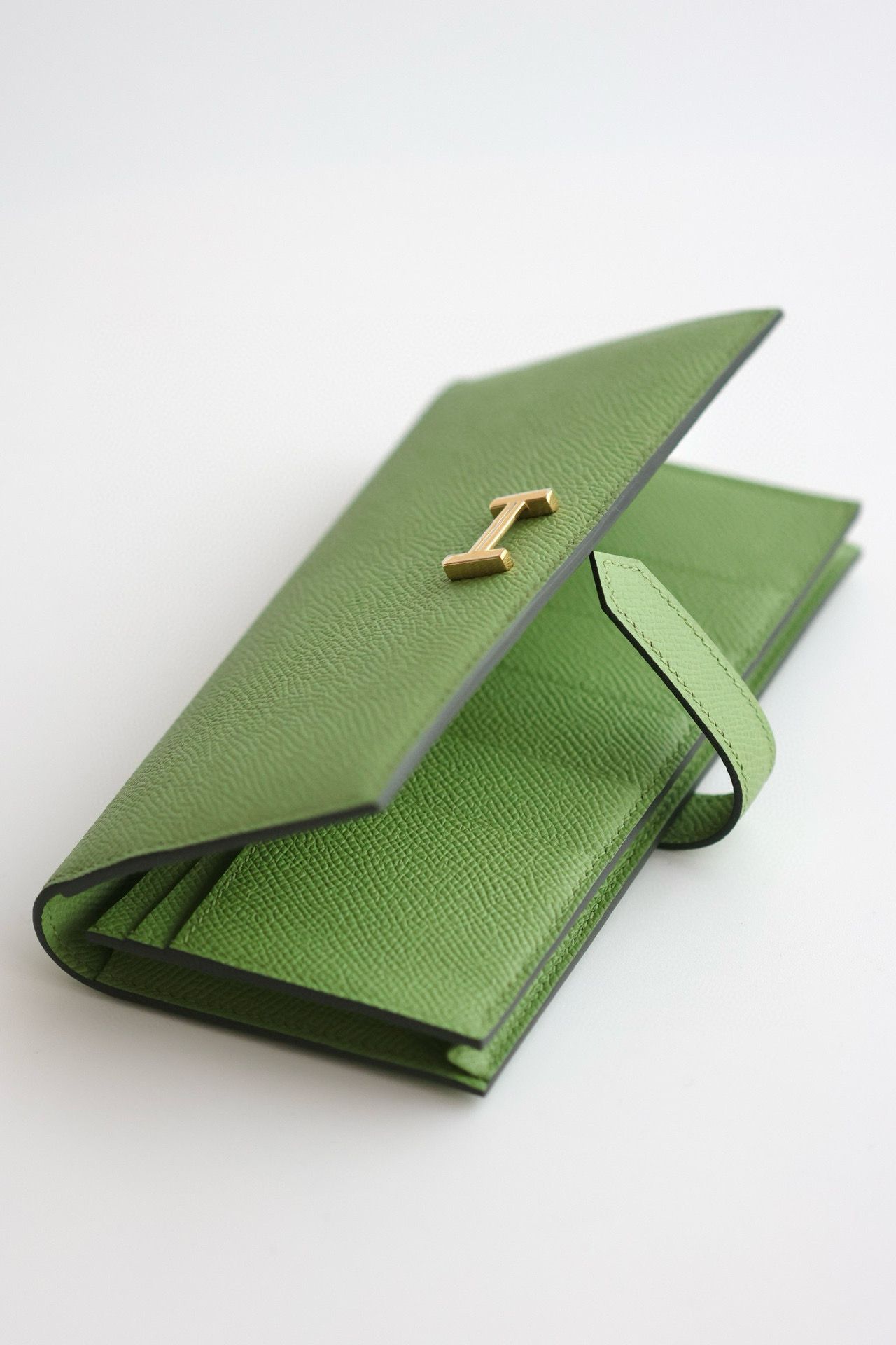 Hermes Bearn Long Handmade Wallet in Vert Criquet Epsom Calfskin - Image 5