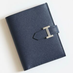 Hermes Bearn Compact Handmade Wallet in Blue Saphir Epsom Calfskin