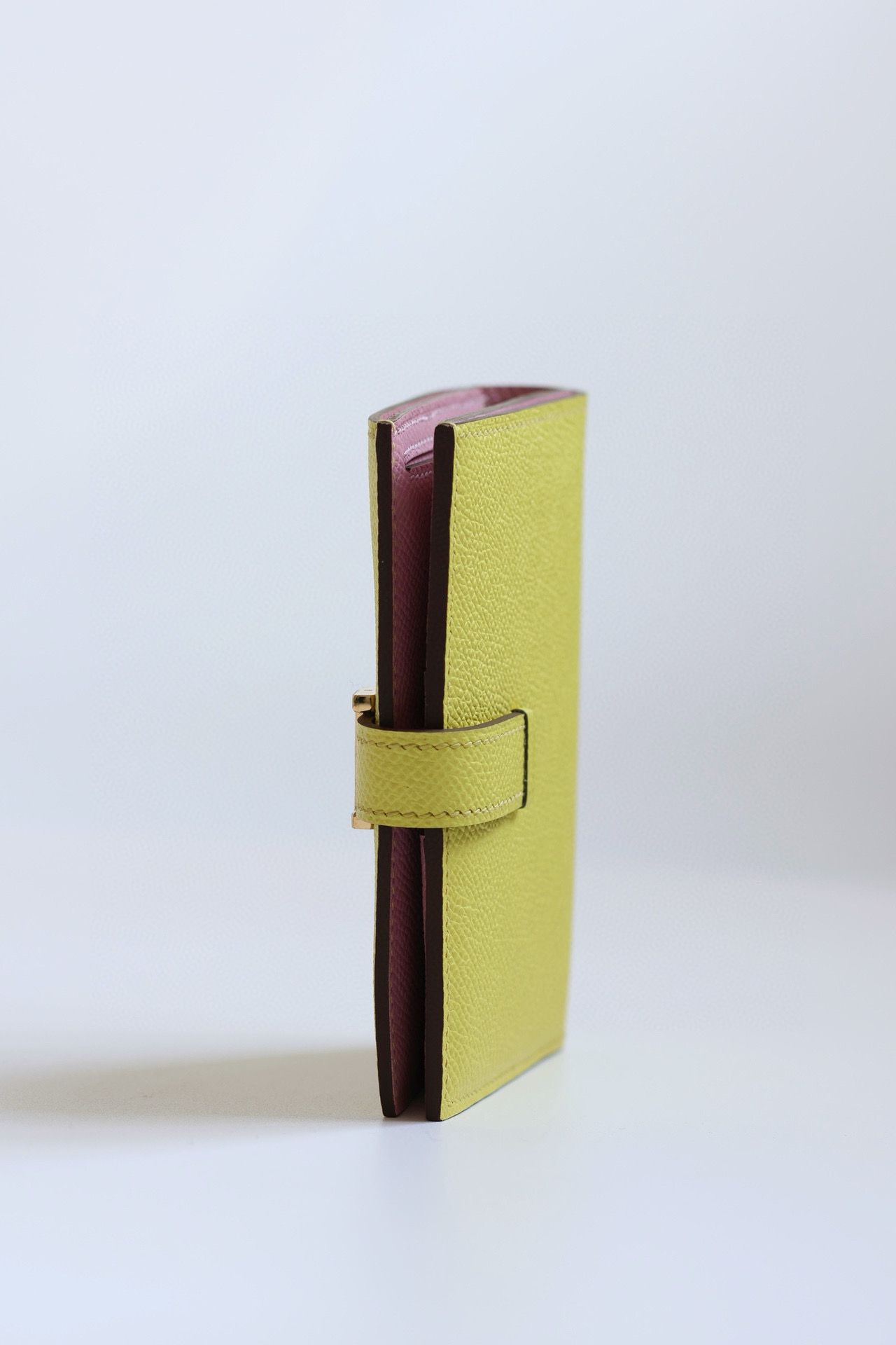 Hermes Bearn Compact Verso Handmade Wallet in Lime Epsom Calfskin - Image 3