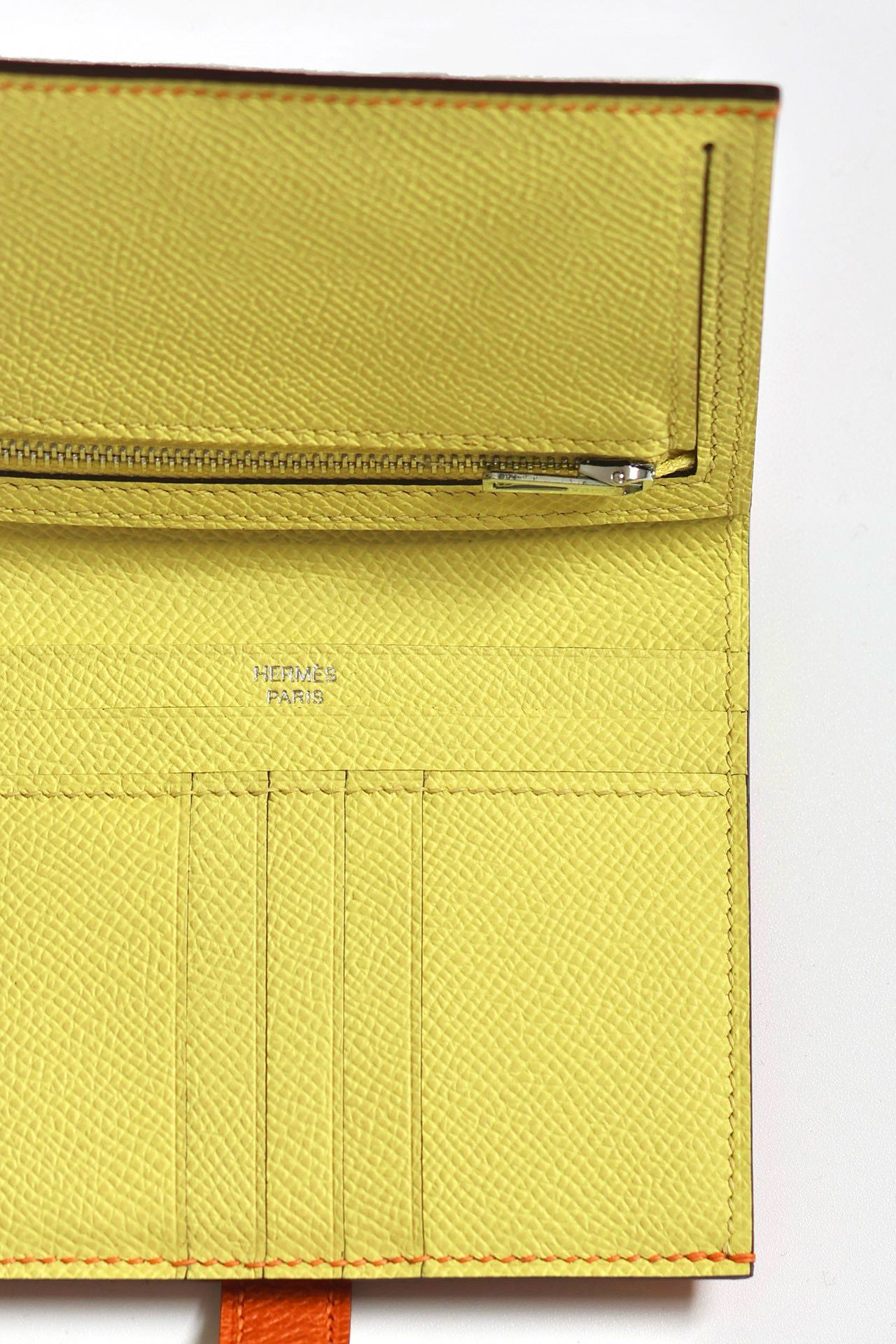 Hermes Bearn Compact Verso Handmade Wallet in Orange Epsom Calfskin - Image 4