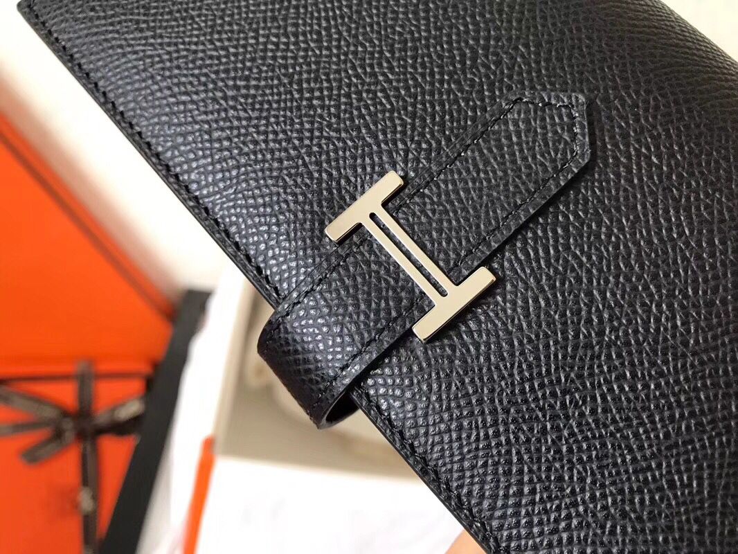 Hermes Black Epsom Bearn Gusset Wallet - Image 3