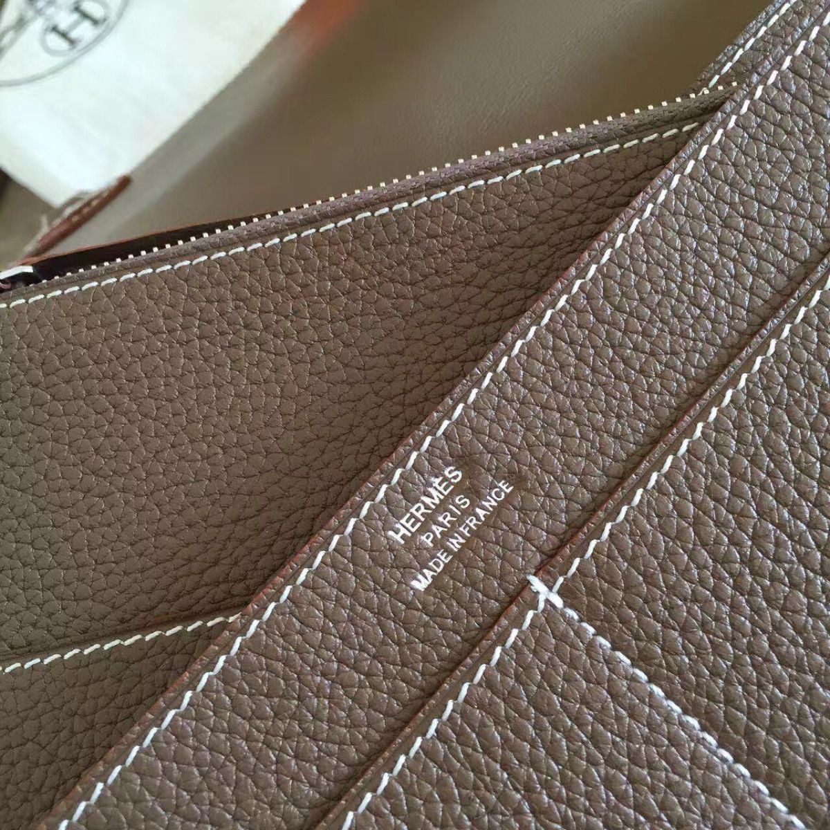 Hermes Dogon Duo Wallet In Taupe Clemence Leather - Image 6