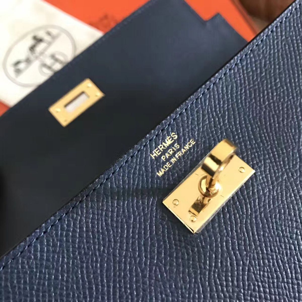 Hermes Kelly Classic Long Wallet In Navy Epsom Leather - Image 5