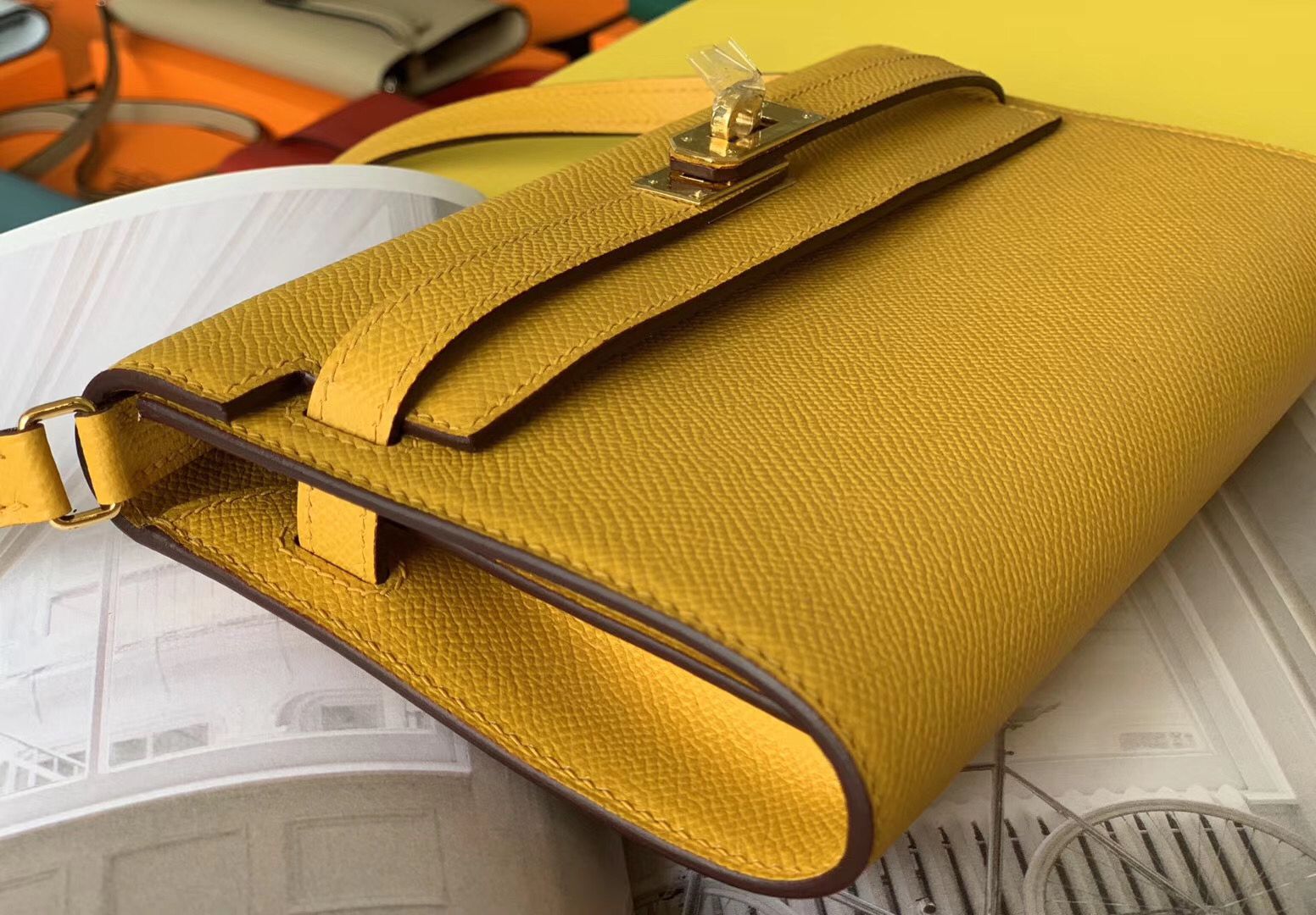 Hermes Kelly Classique To Go Wallet In Yellow Epsom Calfskin - Image 5