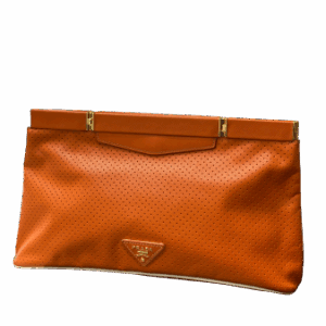 Prada Orange Soft Frame Clutch
