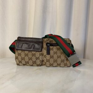 Gucci Brown GG Double Pocket Belt Bag