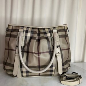 Burberry Smoked Beige Check Shoulder Bag