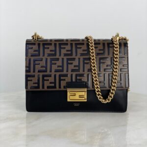 Fendi Bicolor Vitello Liberty FF 1974 Kan U Bag W/ Strap & Chain