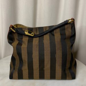 Fendi Brown Pequin Stripe Shoulder Bag