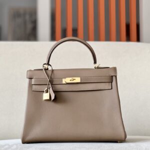 Kelly 35 Swift Beige De Weimar (D0) Gold Hardware